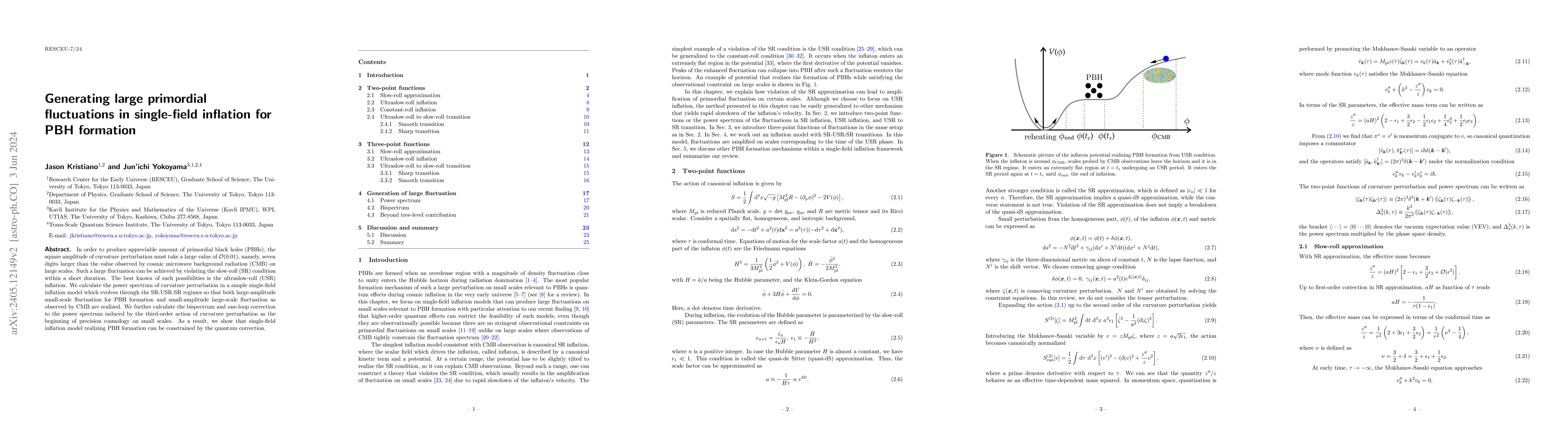 Thumbnail for Generating large primordial fluctuations in single-field inflation for
  PBH formation