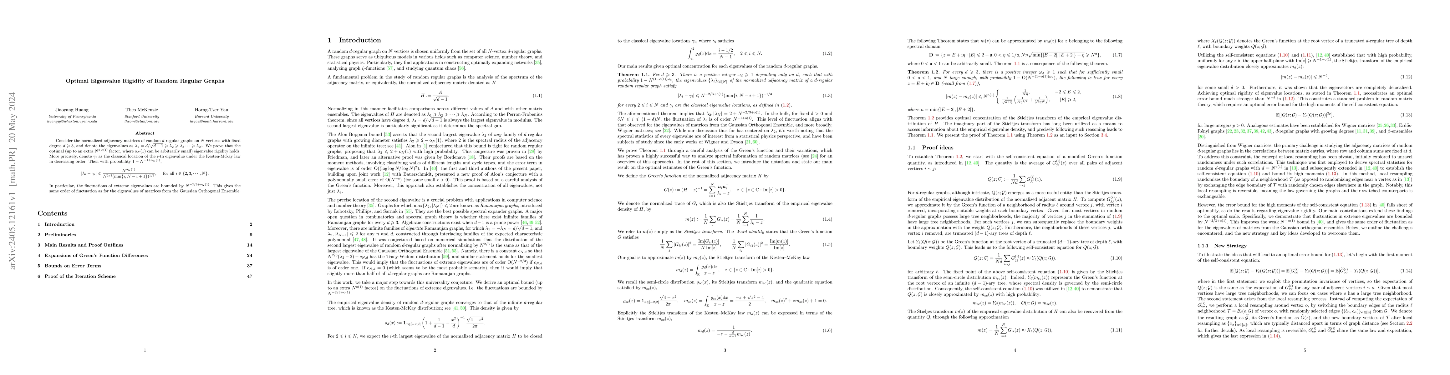 Thumbnail for Optimal Eigenvalue Rigidity of Random Regular Graphs