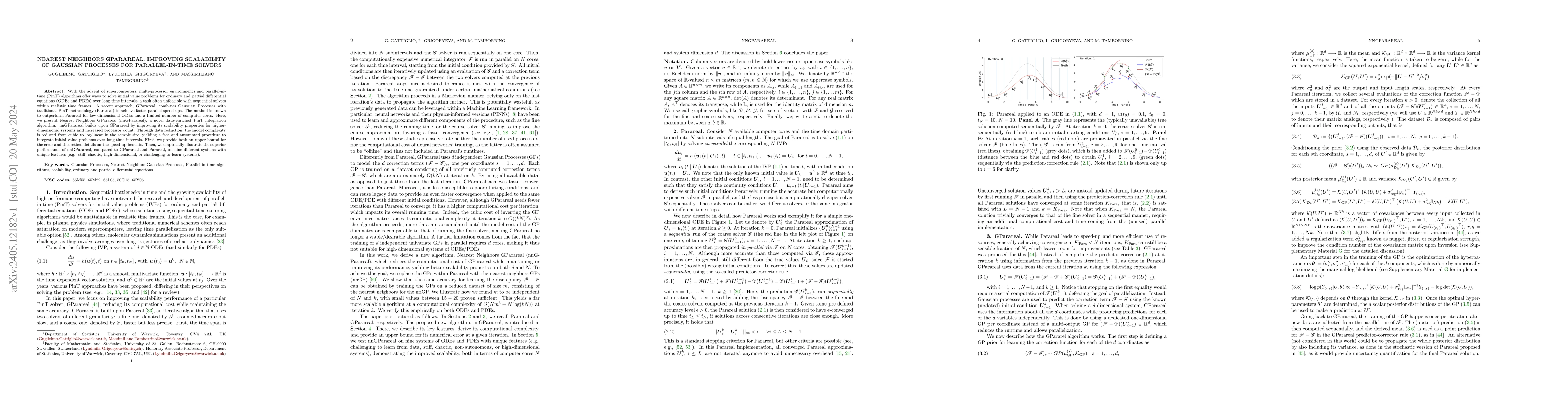 Thumbnail for Nearest Neighbors GParareal: Improving Scalability of Gaussian Processes
  for Parallel-in-Time Solvers