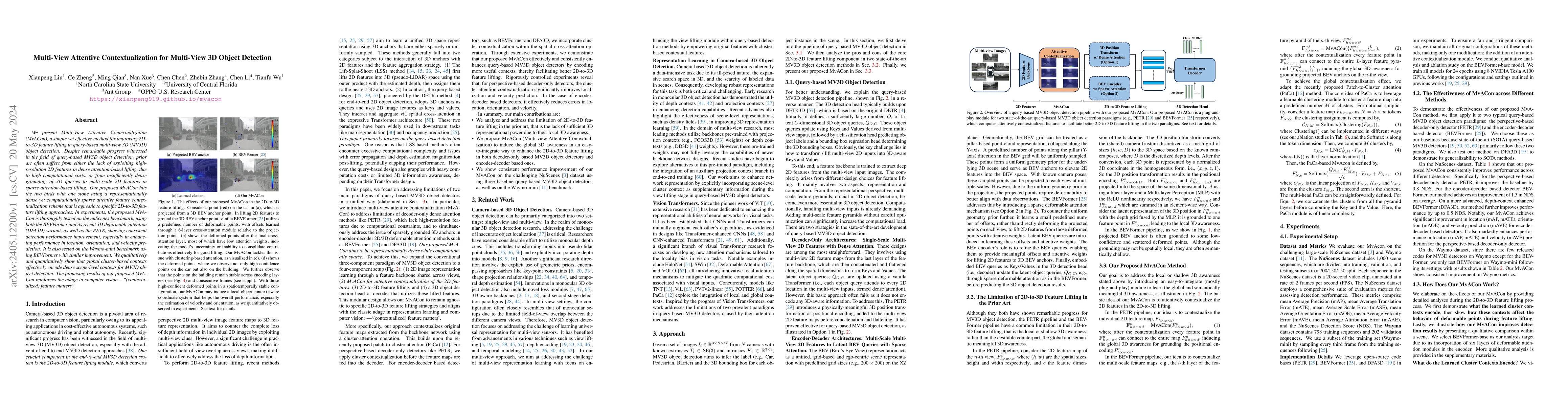 Thumbnail for Multi-View Attentive Contextualization for Multi-View 3D Object
  Detection