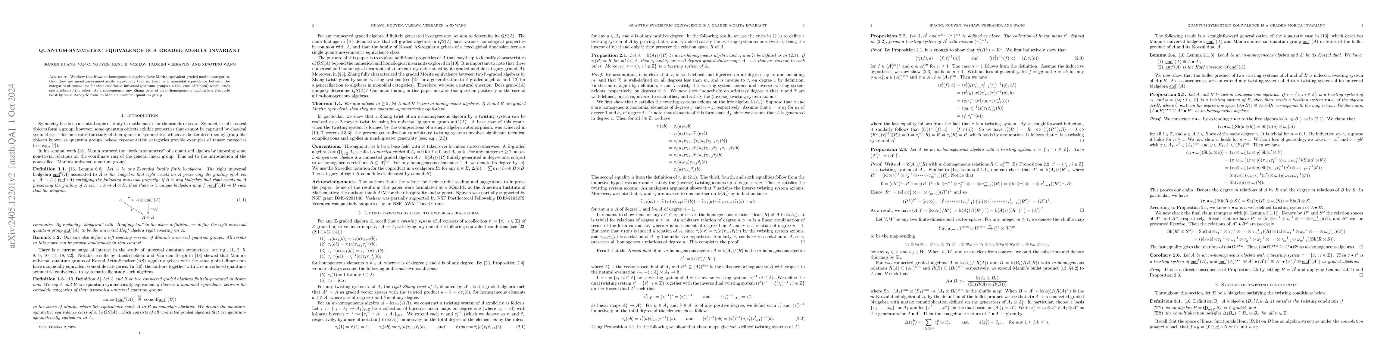 Thumbnail for Quantum-symmetric equivalence is a graded Morita invariant
