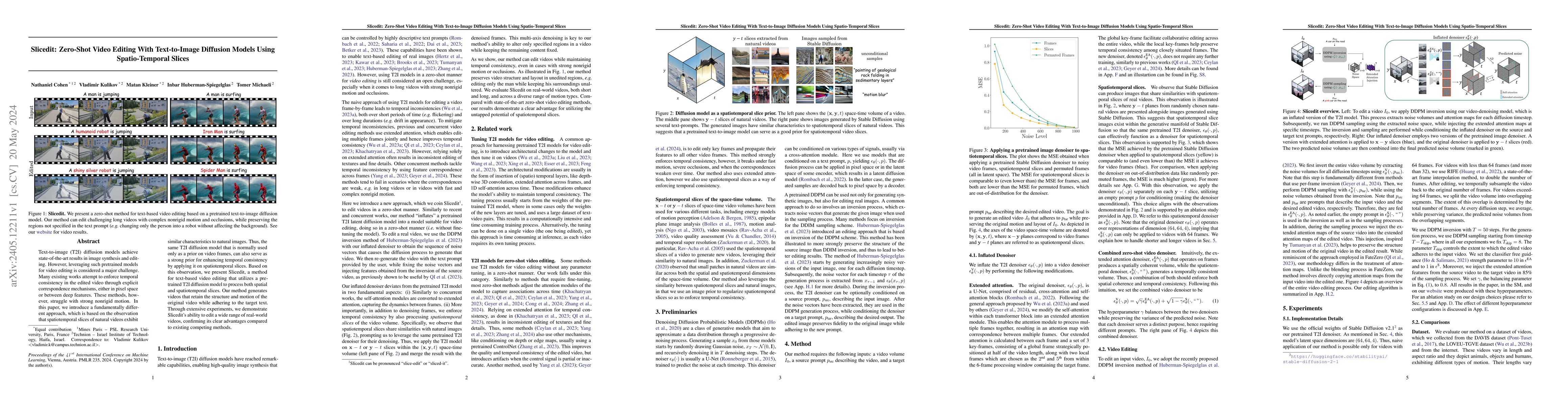 Thumbnail for Slicedit: Zero-Shot Video Editing With Text-to-Image Diffusion Models
  Using Spatio-Temporal Slices