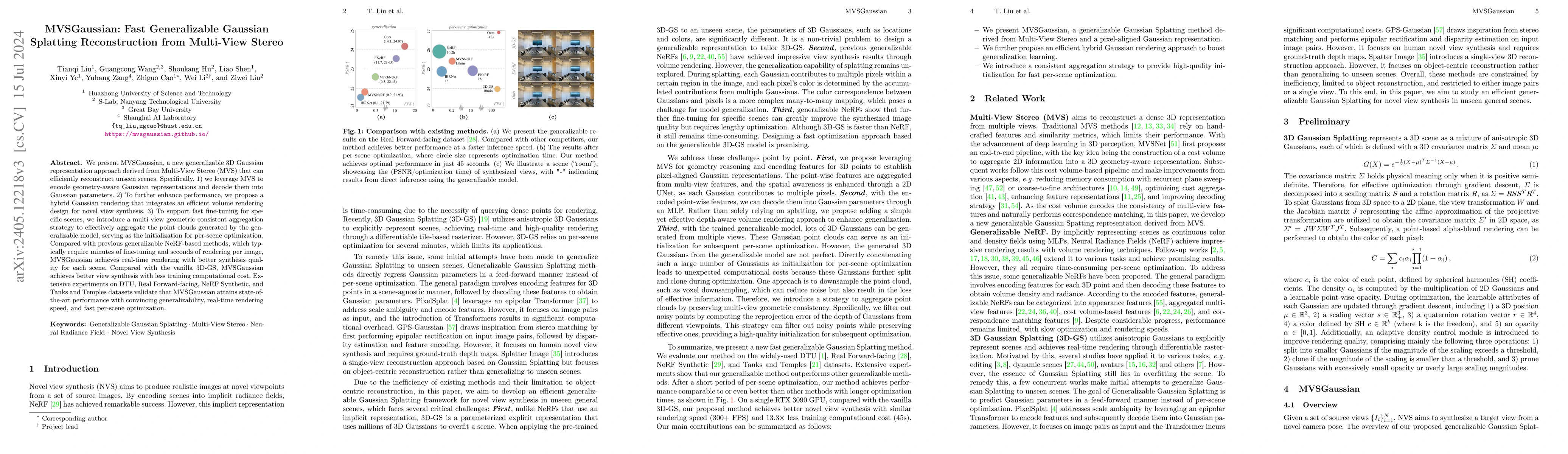 Thumbnail for MVSGaussian: Fast Generalizable Gaussian Splatting Reconstruction from
  Multi-View Stereo