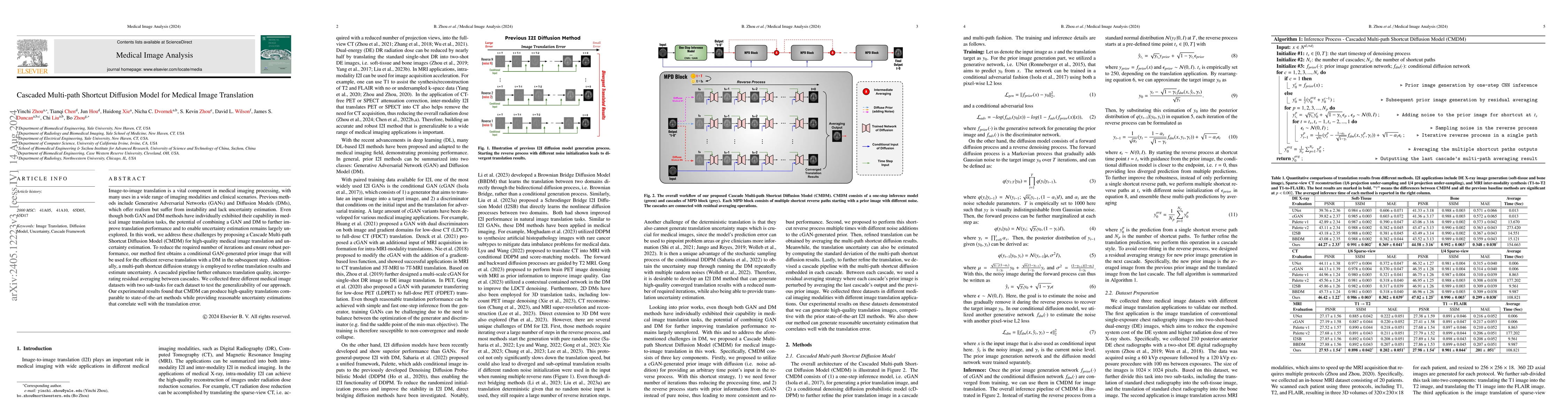 Thumbnail for Cascaded Multi-path Shortcut Diffusion Model for Medical Image
  Translation