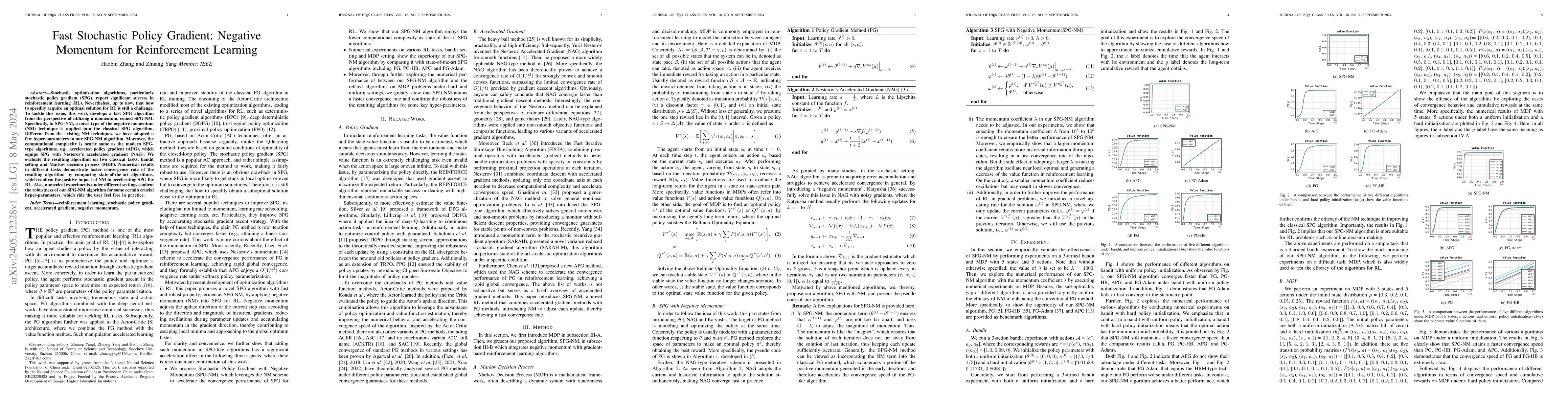 Thumbnail for Fast Stochastic Policy Gradient: Negative Momentum for Reinforcement
  Learning