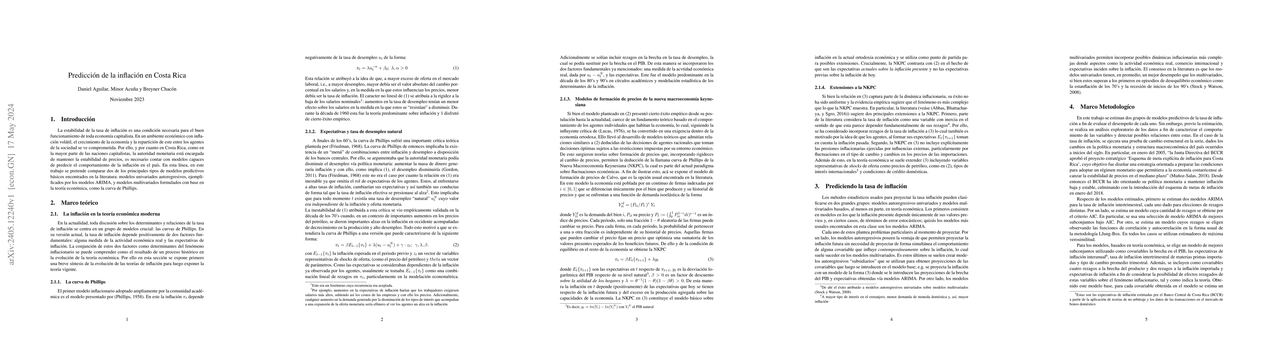 Thumbnail for Modelo de la inflaci\'on en Costa Rica