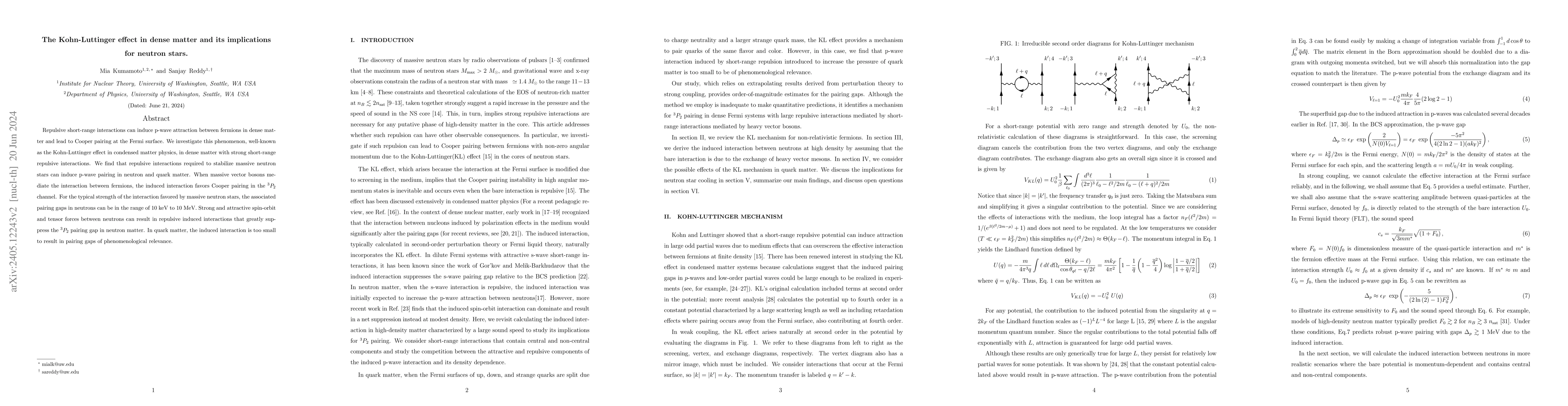 Thumbnail for The Kohn-Luttinger Effect in Dense Matter and its Implications for
  Neutron Stars
