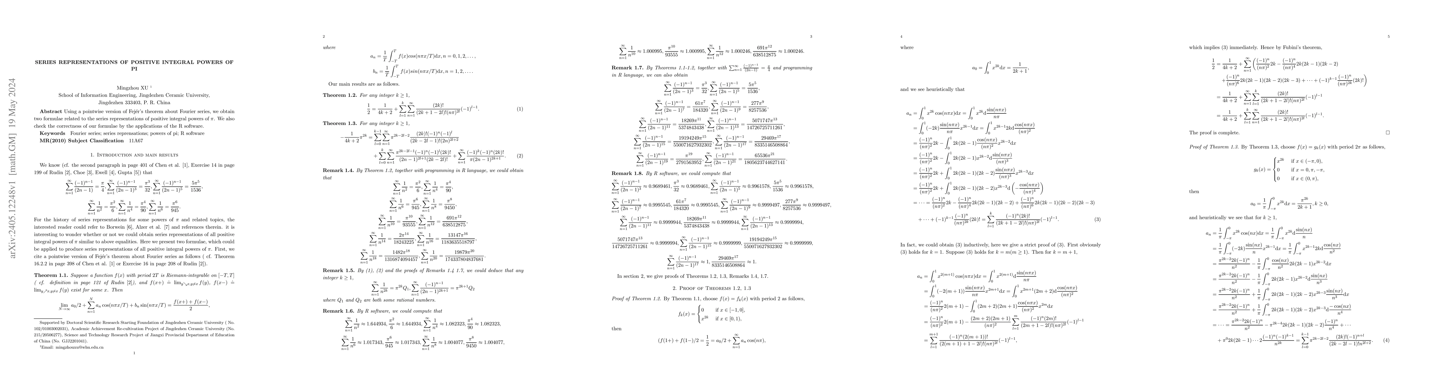 Thumbnail for Series representations of positive integral powers of pi