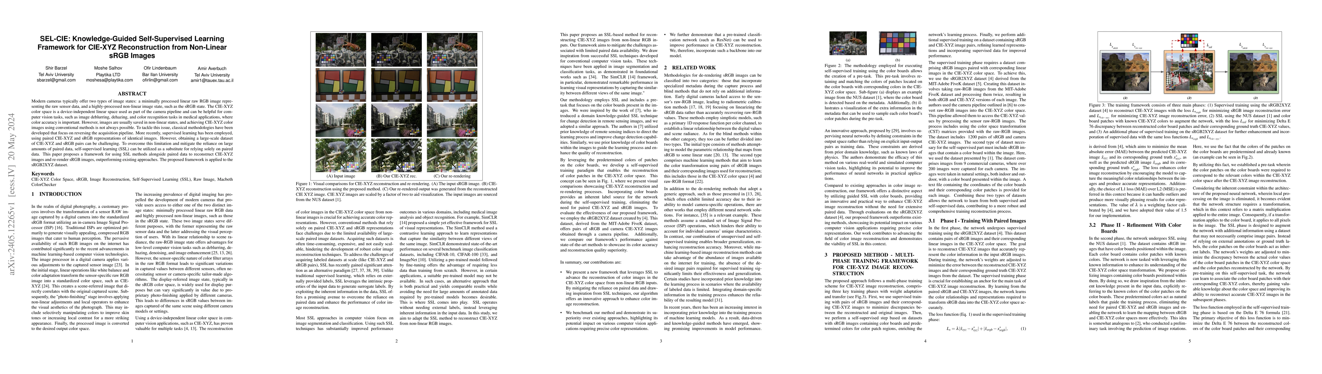 Thumbnail for SEL-CIE: Knowledge-Guided Self-Supervised Learning Framework for CIE-XYZ
  Reconstruction from Non-Linear sRGB Images