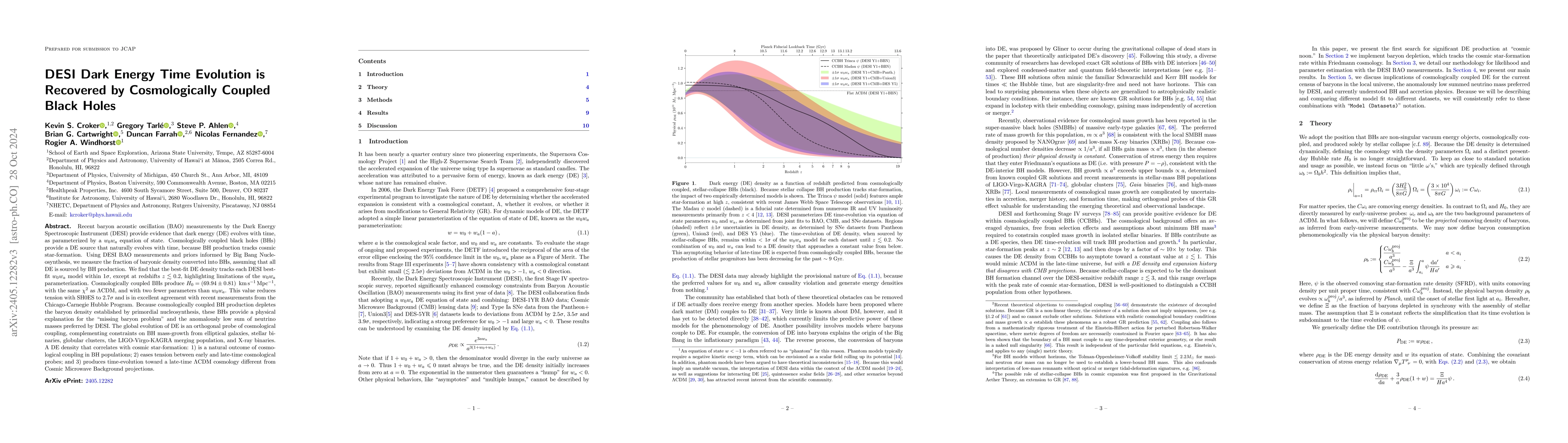 Thumbnail for DESI Dark Energy Time Evolution is Recovered by Cosmologically Coupled
  Black Holes