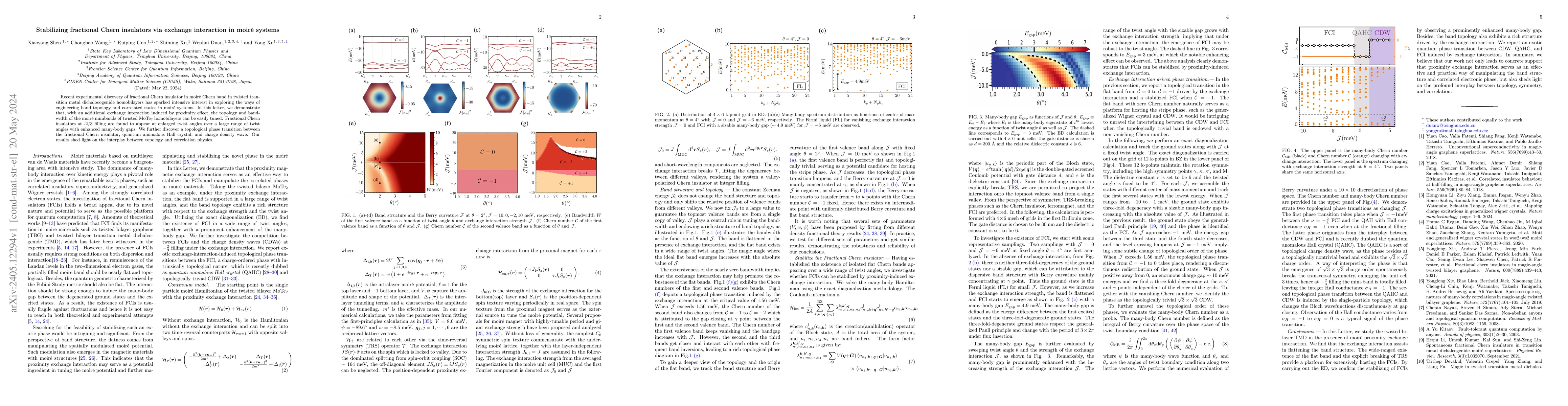 Thumbnail for Stabilizing fractional Chern insulators via exchange interaction in
  moir\'e systems
