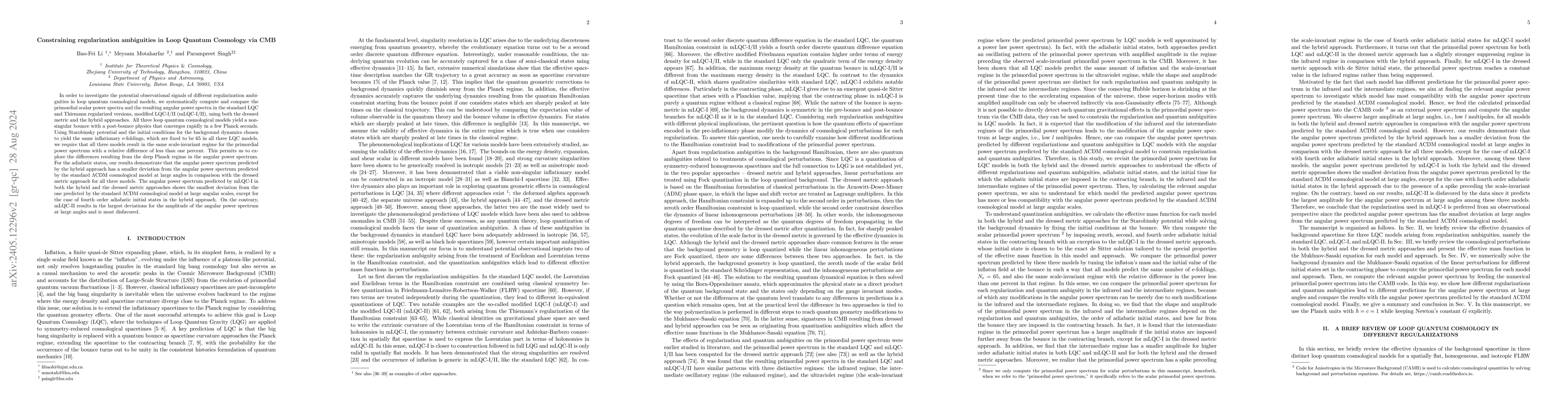 Thumbnail for Constraining regularization ambiguities in Loop Quantum Cosmology via
  CMB