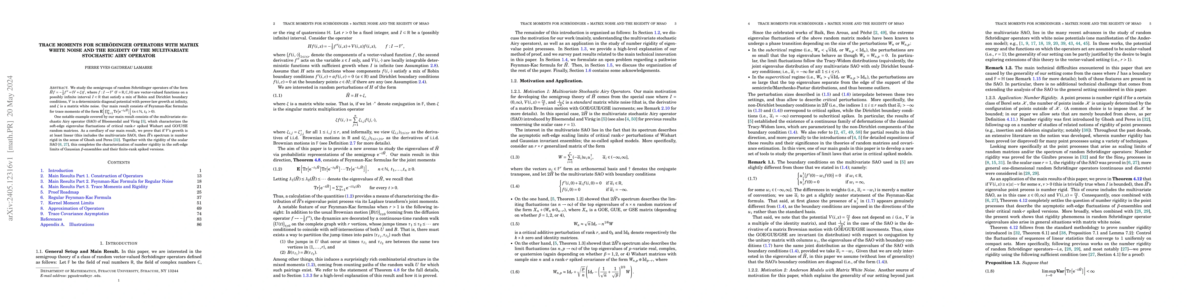 Thumbnail for Trace Moments for Schr\"odinger Operators with Matrix White Noise and
  the Rigidity of the Multivariate Stochastic Airy Operator