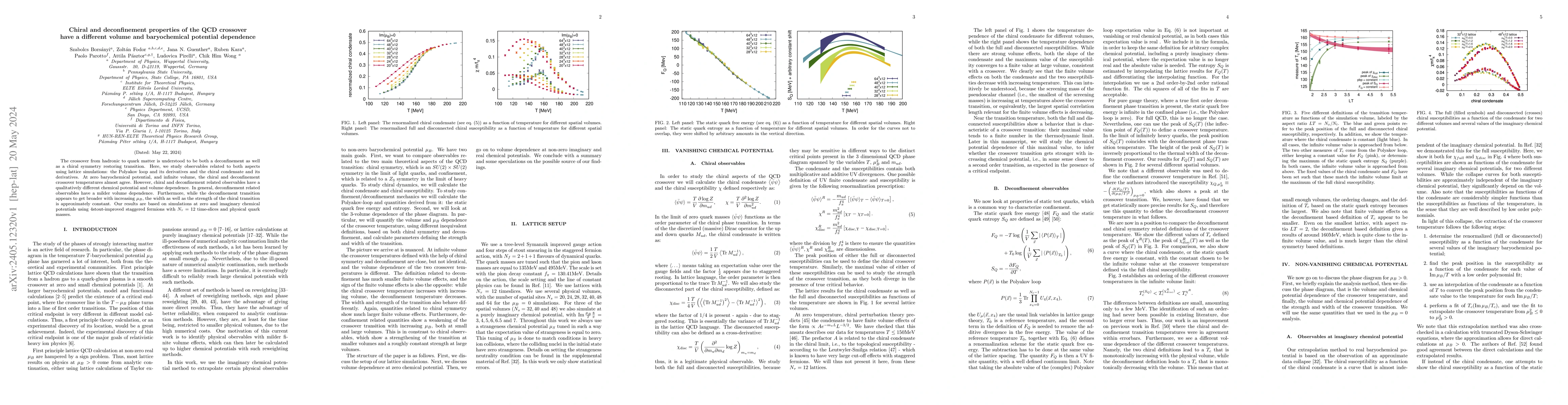 Thumbnail for Chiral and deconfinement properties of the QCD crossover have a
  different volume and baryochemical potential dependence