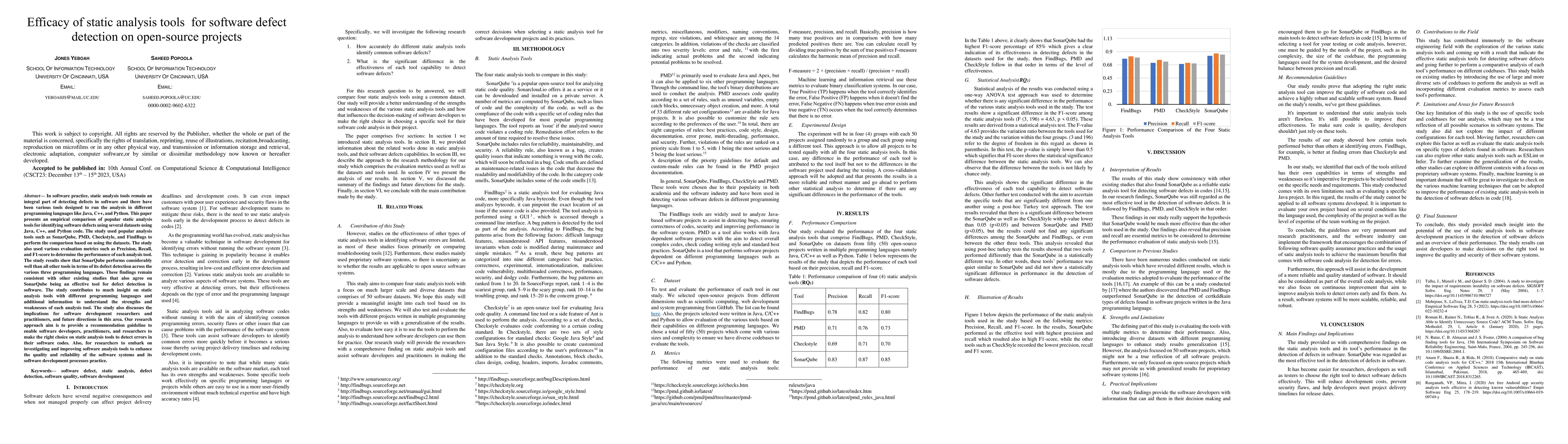 Thumbnail for Efficacy of static analysis tools for software defect detection on
  open-source projects