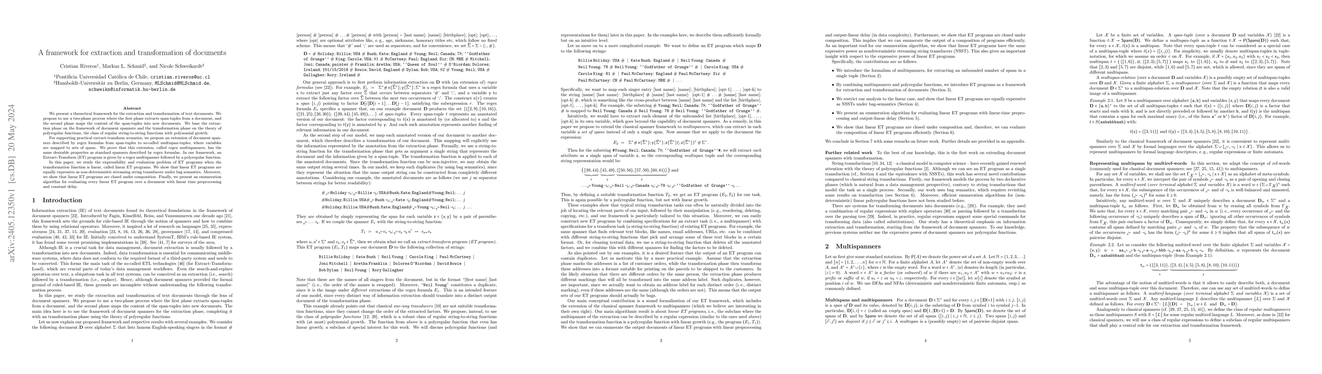 Thumbnail for A framework for extraction and transformation of documents