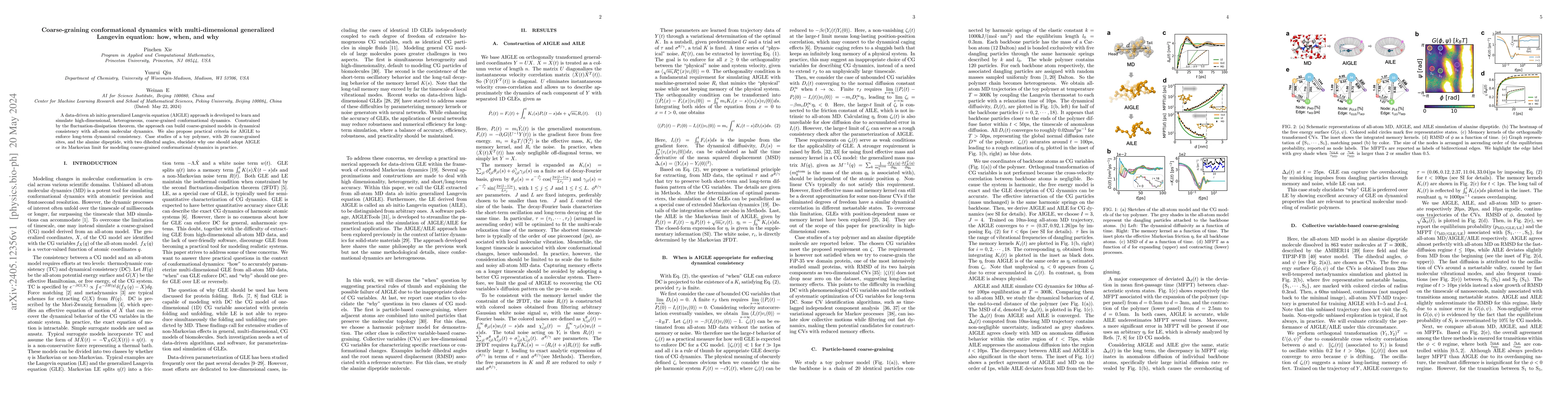 Thumbnail for Coarse-graining conformational dynamics with multi-dimensional
  generalized Langevin equation: how, when, and why