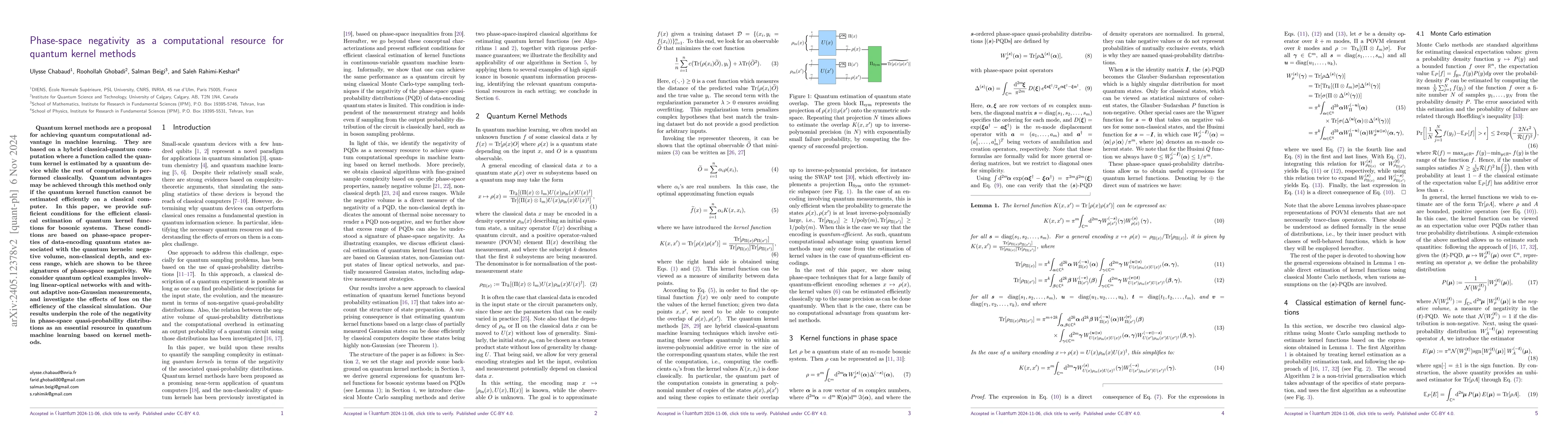 Thumbnail for Phase-space negativity as a computational resource for quantum kernel
  methods