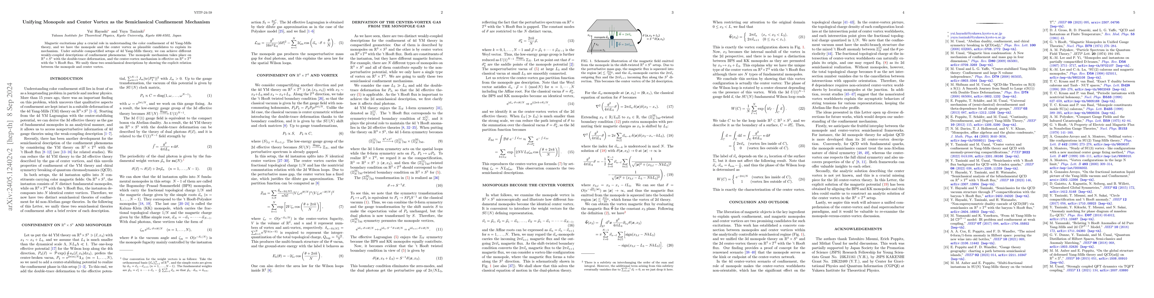 Thumbnail for Unifying Monopole and Center Vortex as the Semiclassical Confinement
  Mechanism