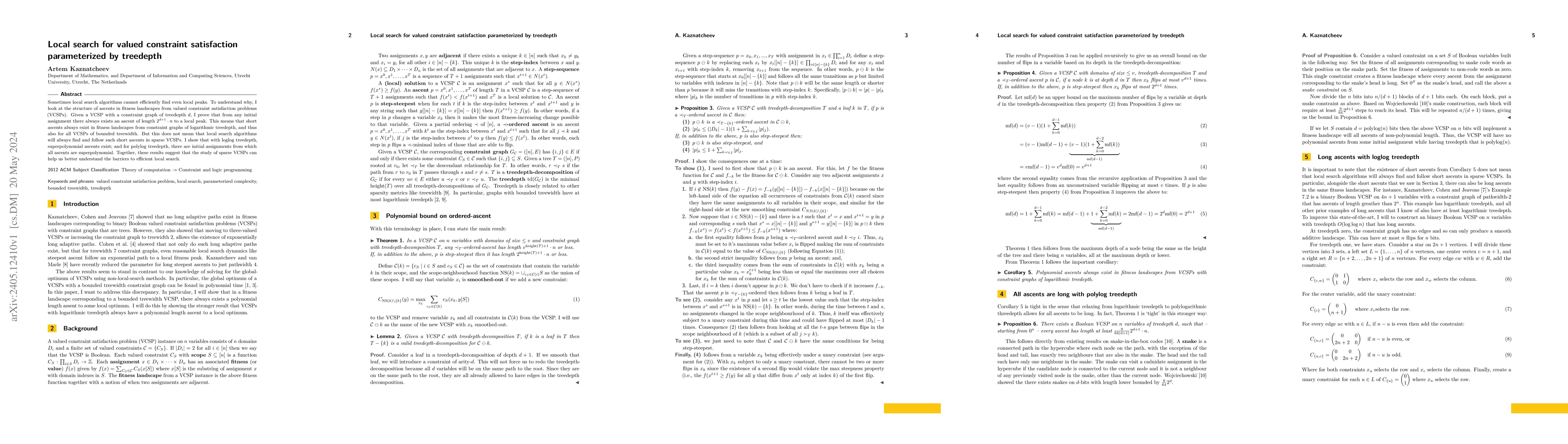 Thumbnail for Local search for valued constraint satisfaction parameterized by
  treedepth