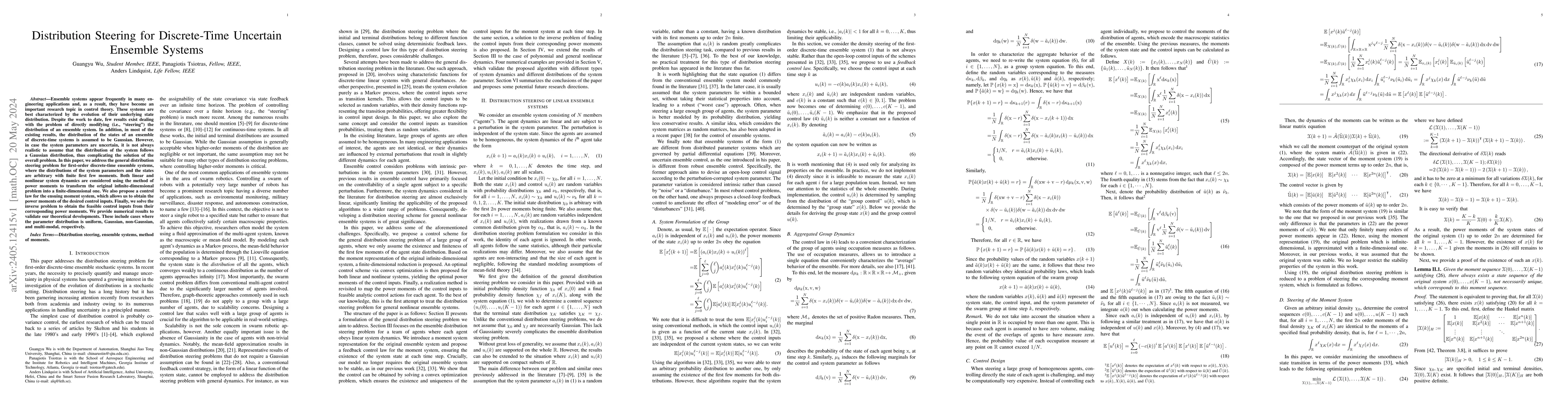 Thumbnail for Distribution Steering for Discrete-Time Uncertain Ensemble Systems