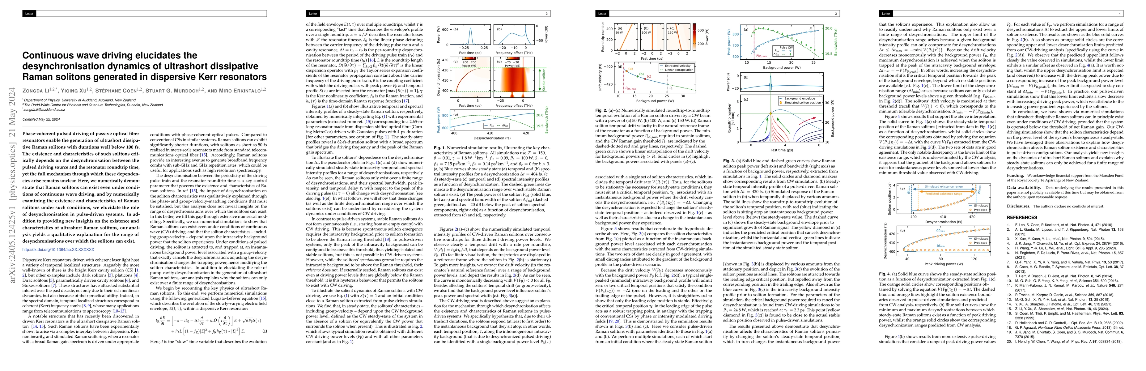 Thumbnail for Continuous wave driving elucidates the desynchronisation dynamics of
  ultrashort dissipative Raman solitons generated in dispersive Kerr resonators