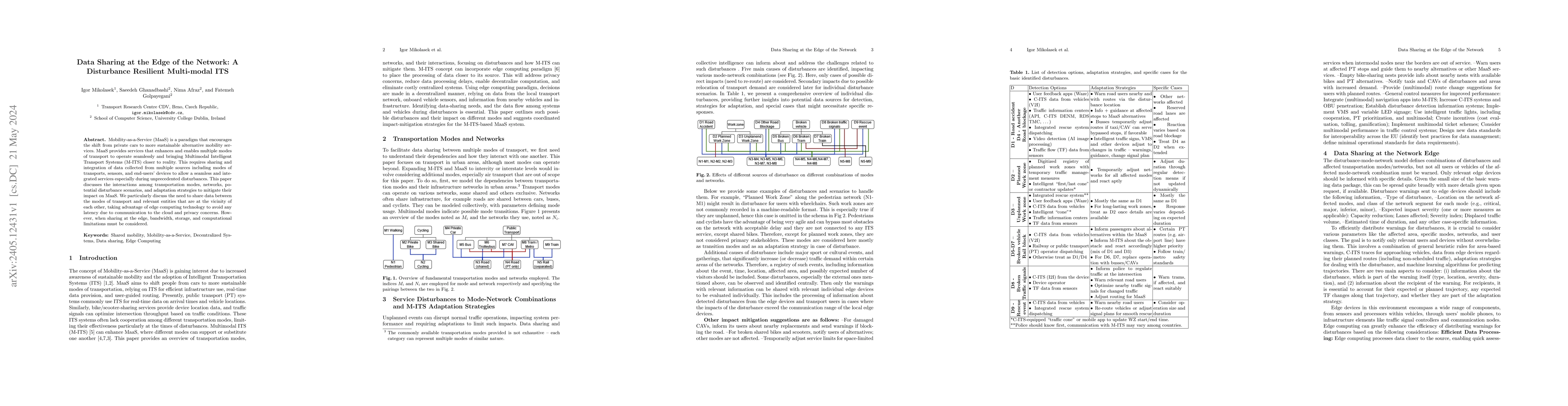 Thumbnail for Data Sharing at the Edge of the Network: A Disturbance Resilient
  Multi-modal ITS