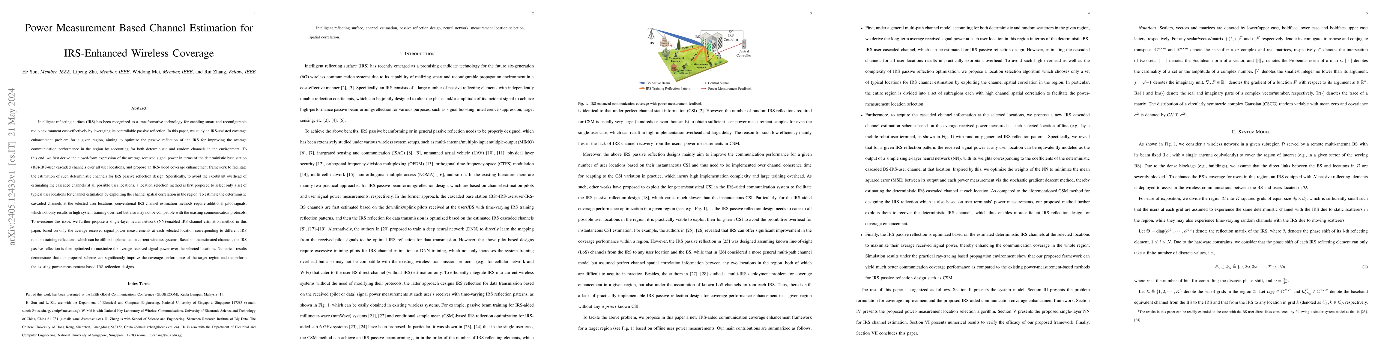Thumbnail for Power Measurement Based Channel Estimation for IRS-Enhanced Wireless
  Coverage