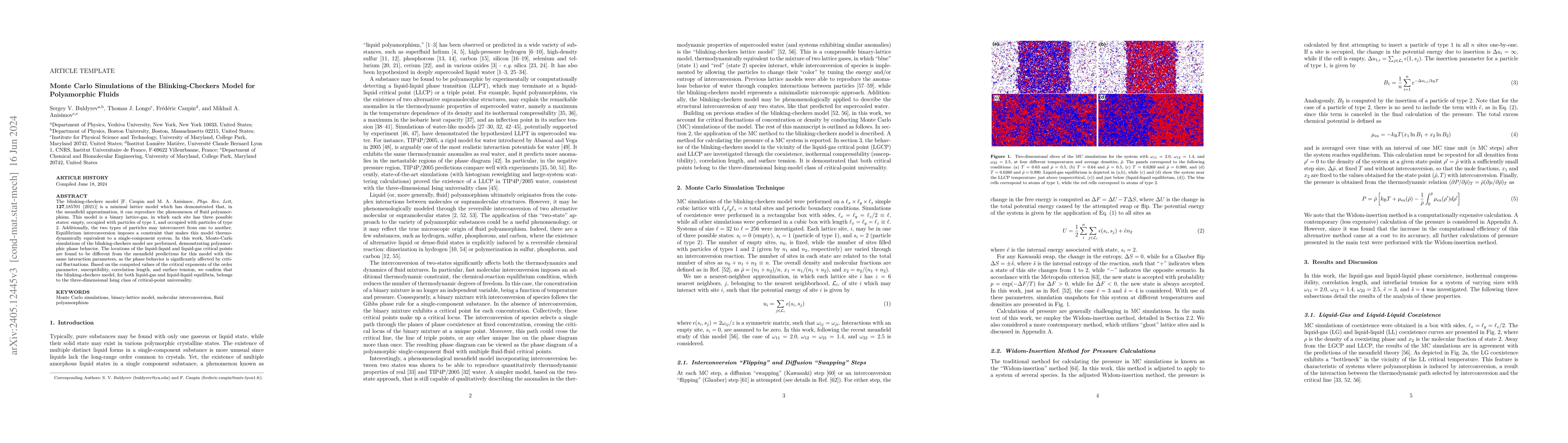 Thumbnail for Monte Carlo Simulations of the Blinking-Checkers Model for Polyamorphic
  Fluids