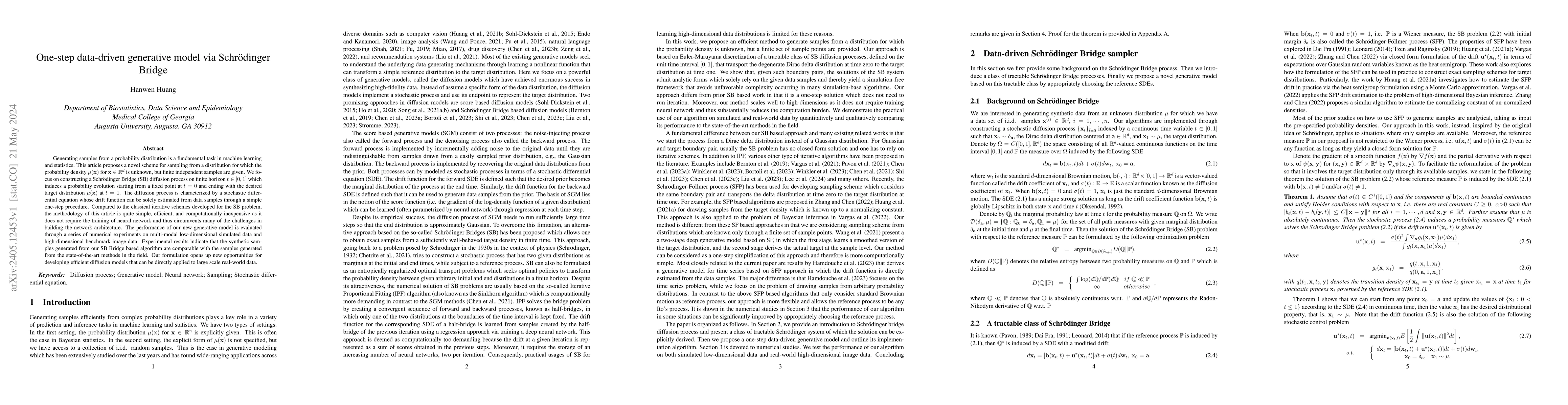 Thumbnail for One-step data-driven generative model via Schr\"odinger Bridge