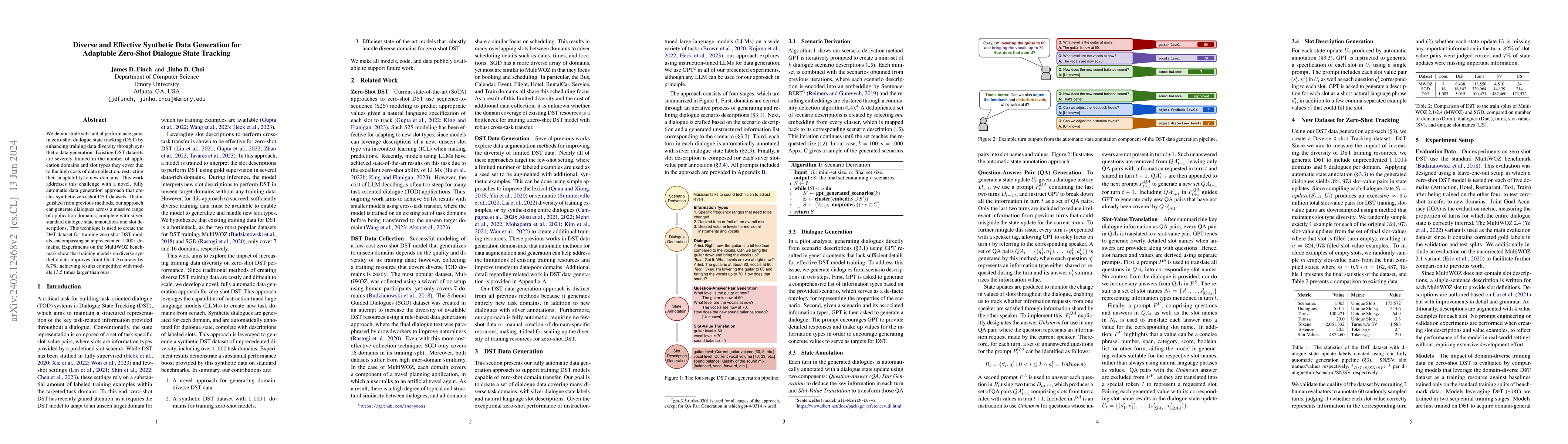 Thumbnail for Diverse and Effective Synthetic Data Generation for Adaptable Zero-Shot
  Dialogue State Tracking