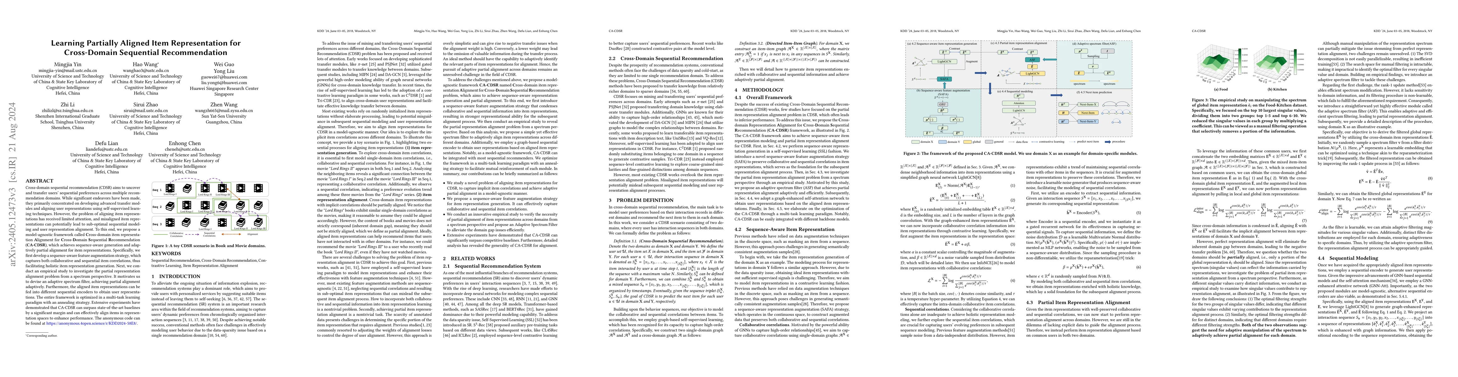 Thumbnail for Learning Partially Aligned Item Representation for Cross-Domain
  Sequential Recommendation