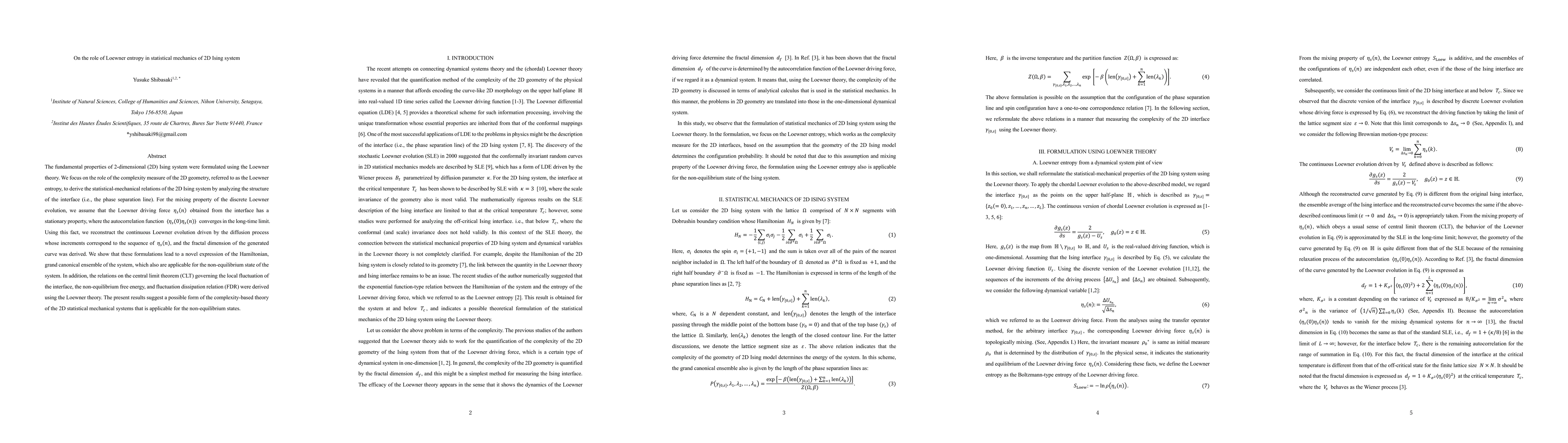 Thumbnail for On the role of Loewner entropy in statistical mechanics of 2D Ising
  system