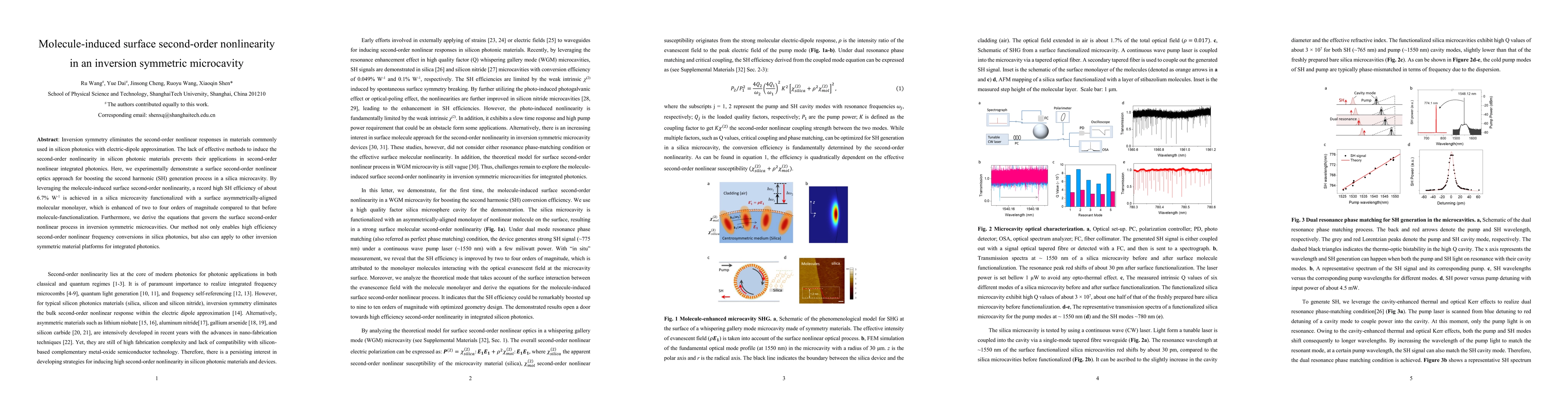 Thumbnail for Molecule-induced surface second-order nonlinearity in an inversion
  symmetric microcavity