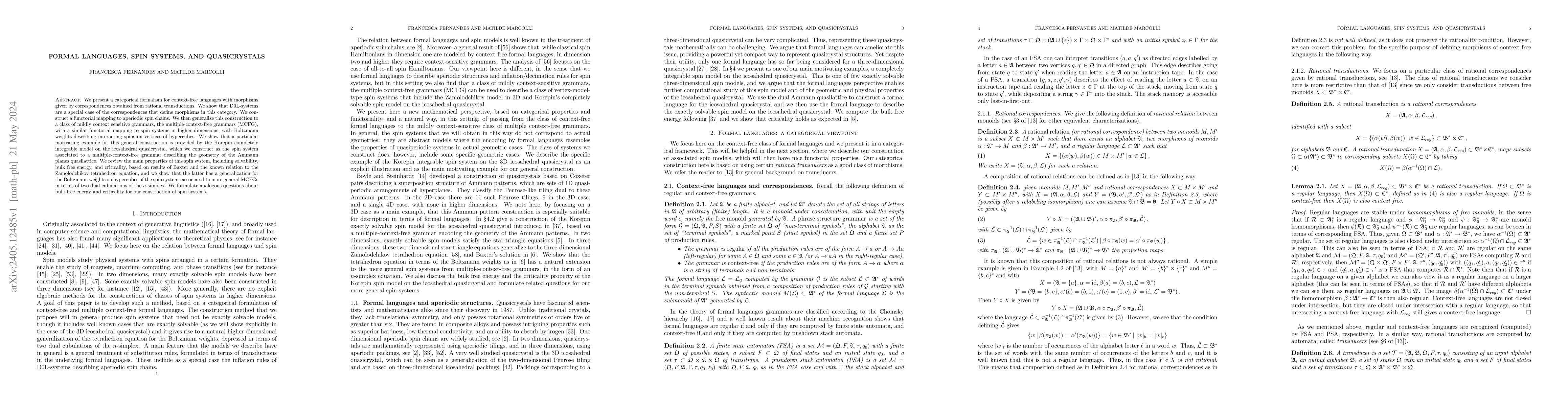 Thumbnail for Formal languages, spin systems, and quasicrystals
