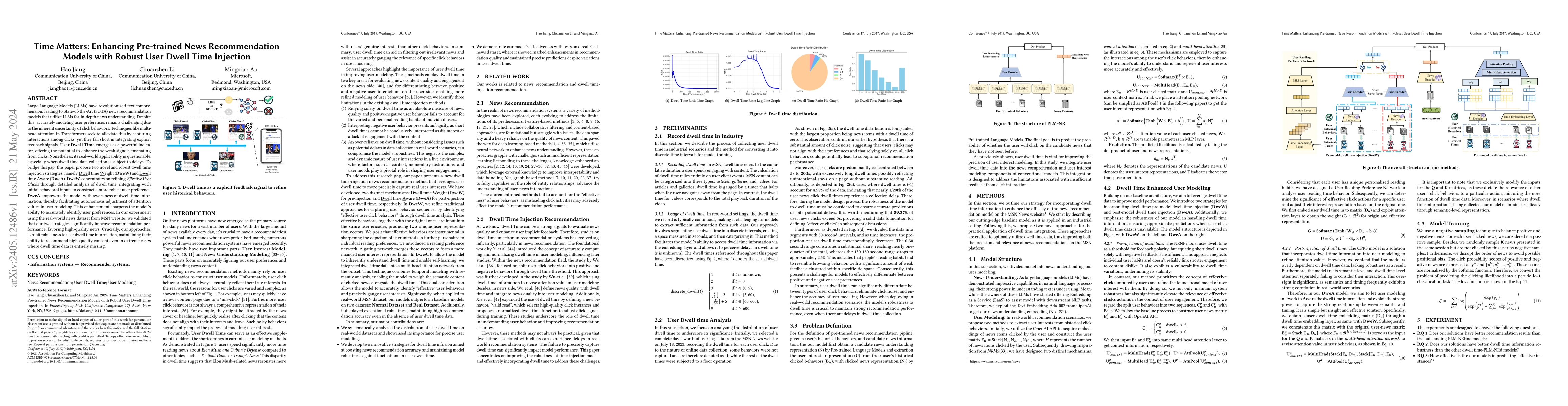 Thumbnail for Time Matters: Enhancing Pre-trained News Recommendation Models with
  Robust User Dwell Time Injection