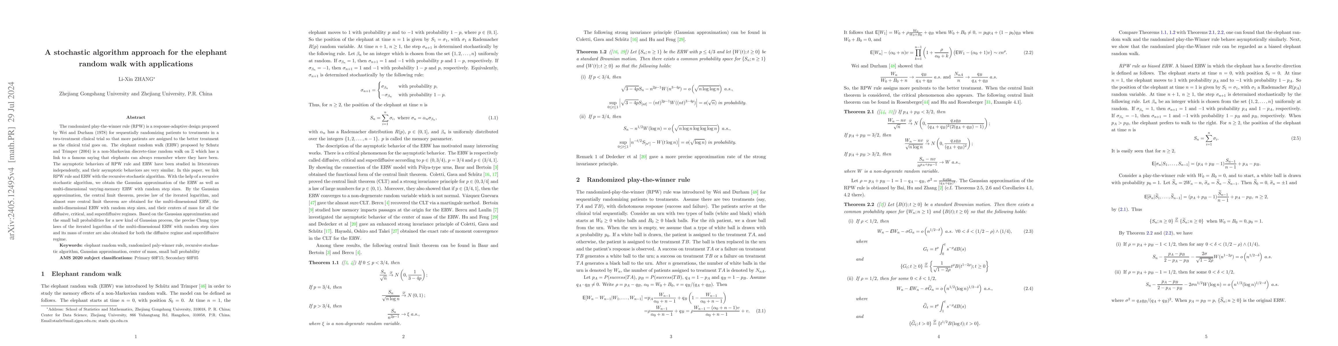 Thumbnail for A stochastic algorithm approach for the elephant random walk with
  applications