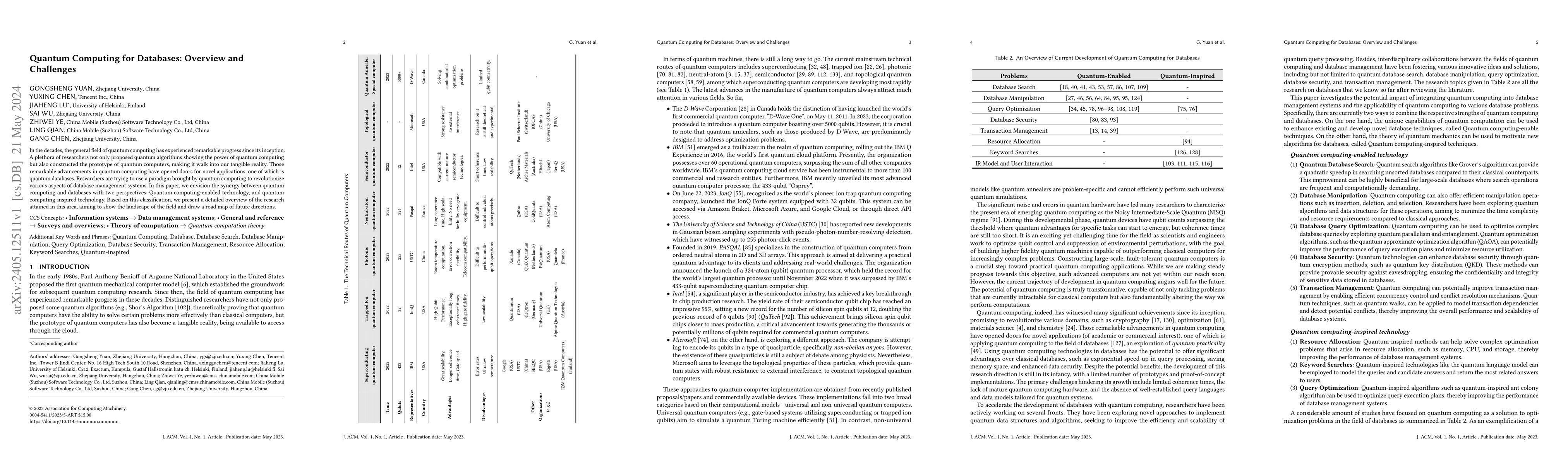 Thumbnail for Quantum Computing for Databases: Overview and Challenges