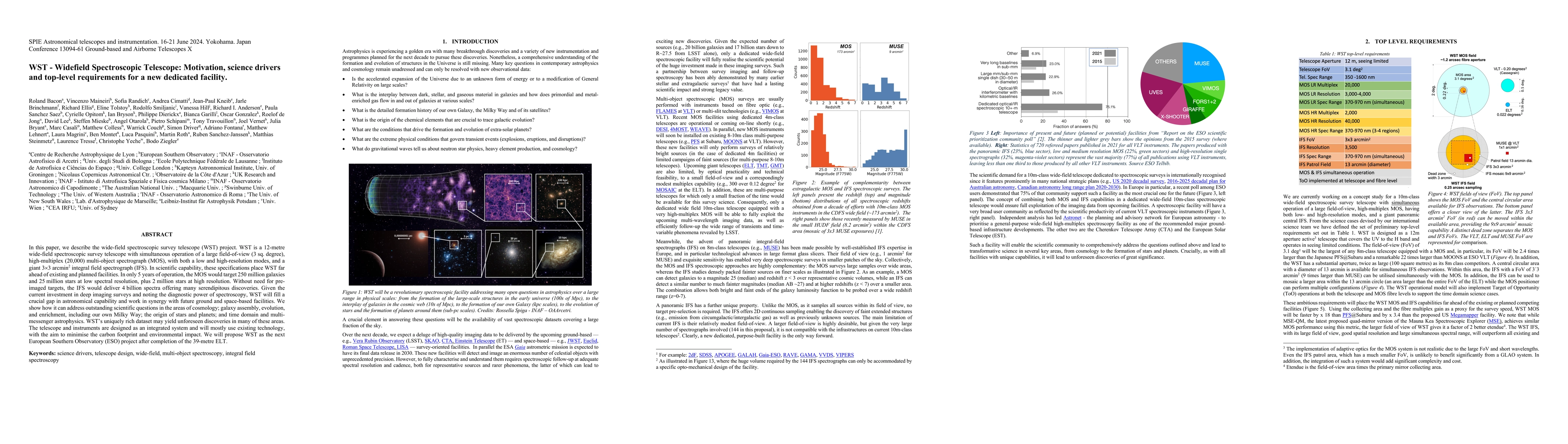 Thumbnail for WST -- Widefield Spectroscopic Telescope: Motivation, science drivers
  and top-level requirements for a new dedicated facility