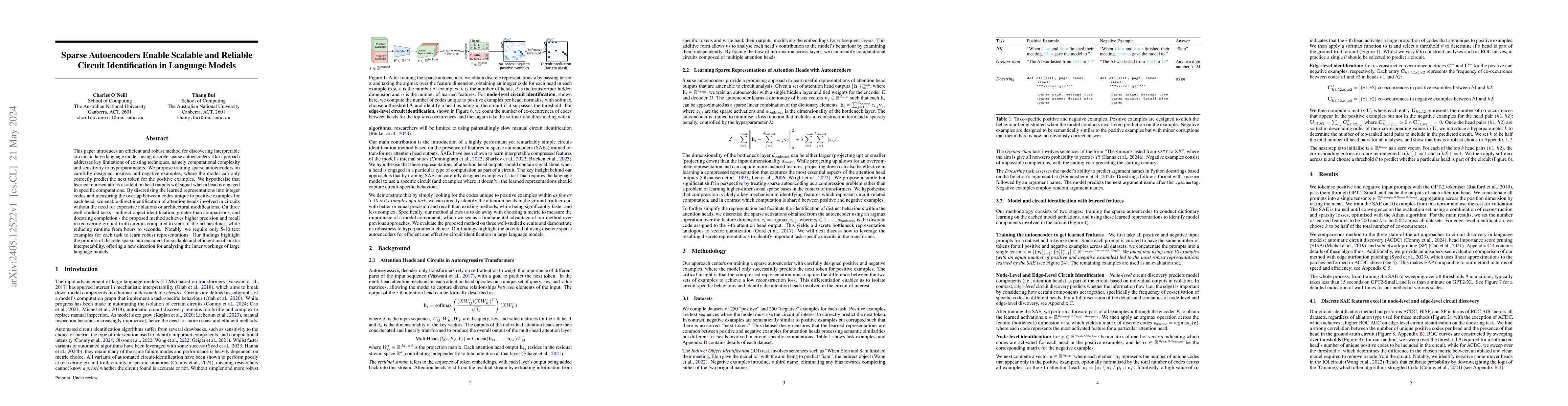 Thumbnail for Sparse Autoencoders Enable Scalable and Reliable Circuit Identification
  in Language Models