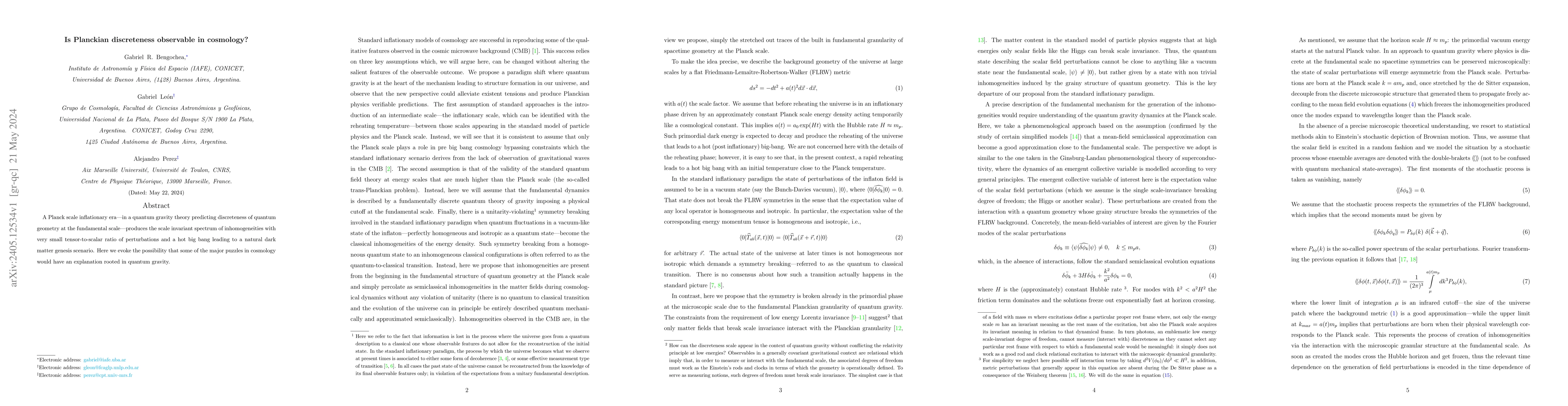 Thumbnail for Is Planckian discreteness observable in cosmology?