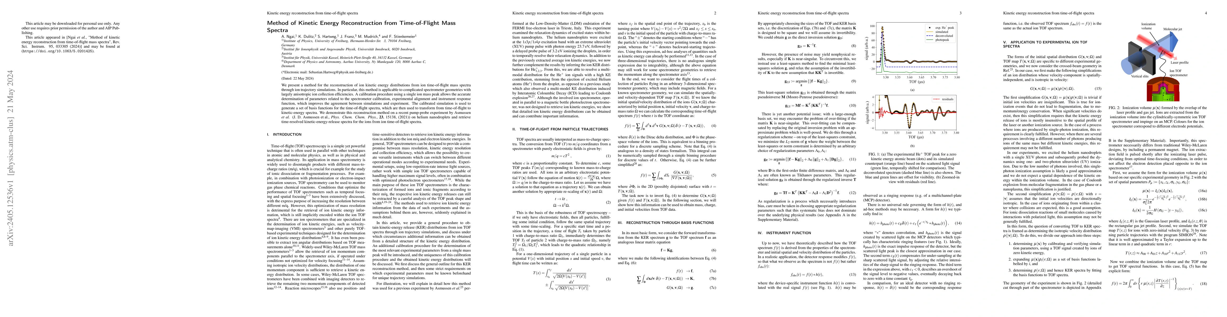 Thumbnail for Method of Kinetic Energy Reconstruction from Time-of-Flight Mass Spectra