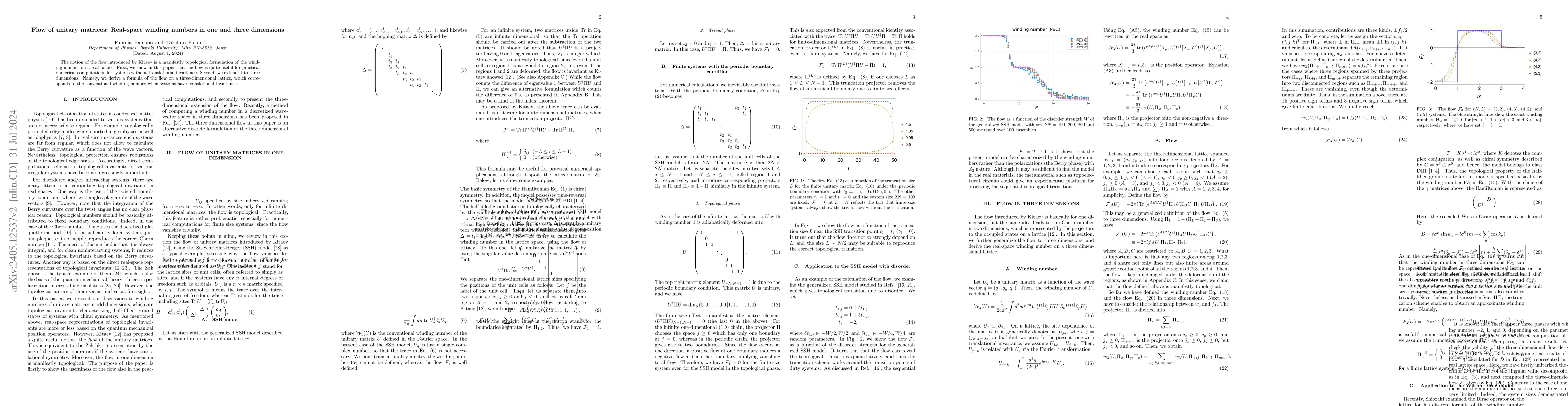 Thumbnail for Flow of unitary matrices: Real-space winding numbers in one and three
  dimensions