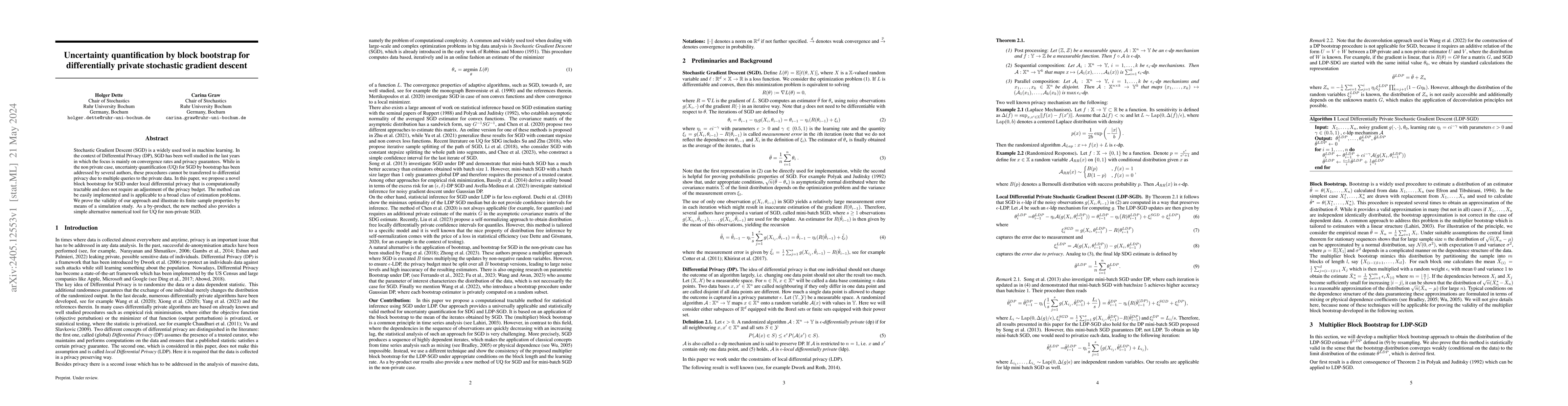 Thumbnail for Uncertainty quantification by block bootstrap for differentially private
  stochastic gradient descent