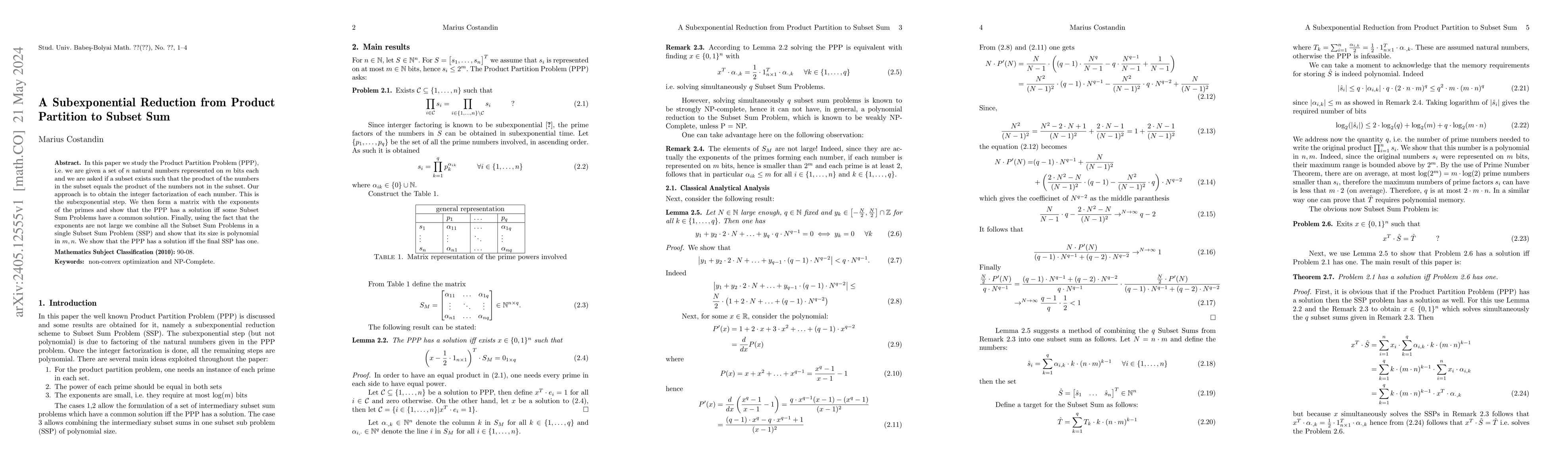 Thumbnail for A Subexponential Reduction from Product Partition to Subset Sum