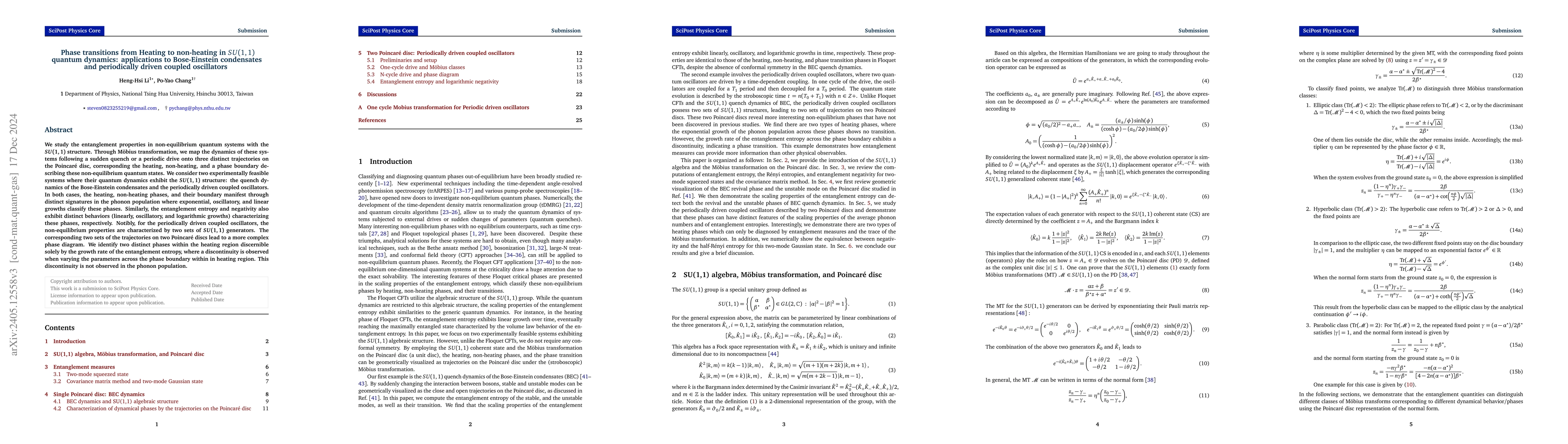 Thumbnail for Entanglement transitions in SU(1, 1) quantum dynamics: applications to
  Bose-Einstein condensates and periodically driven coupled oscillators