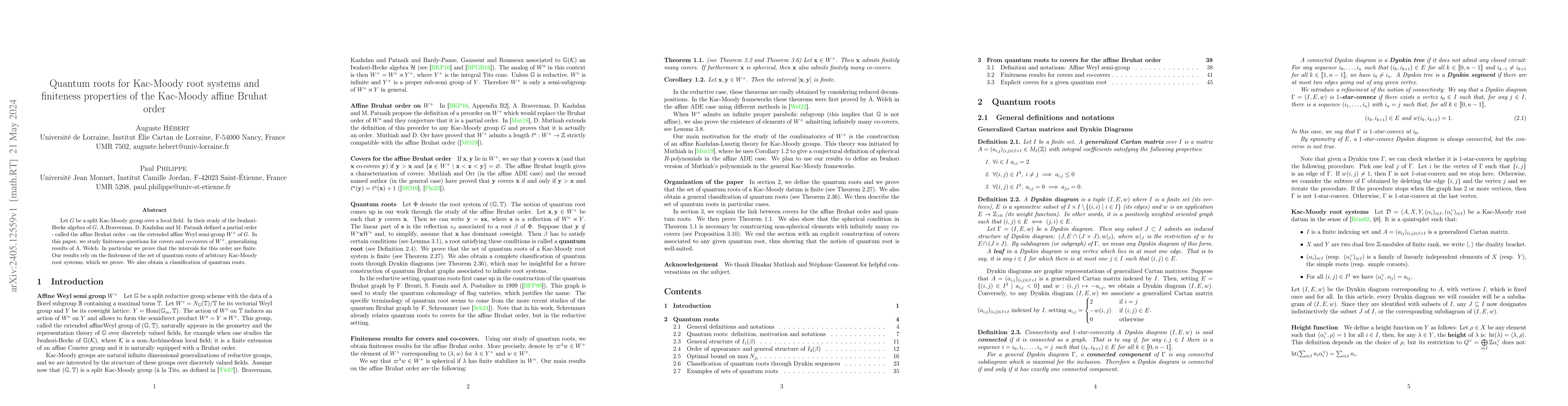 Thumbnail for Quantum roots for Kac-Moody root systems and finiteness properties of
  the Kac-Moody affine Bruhat order