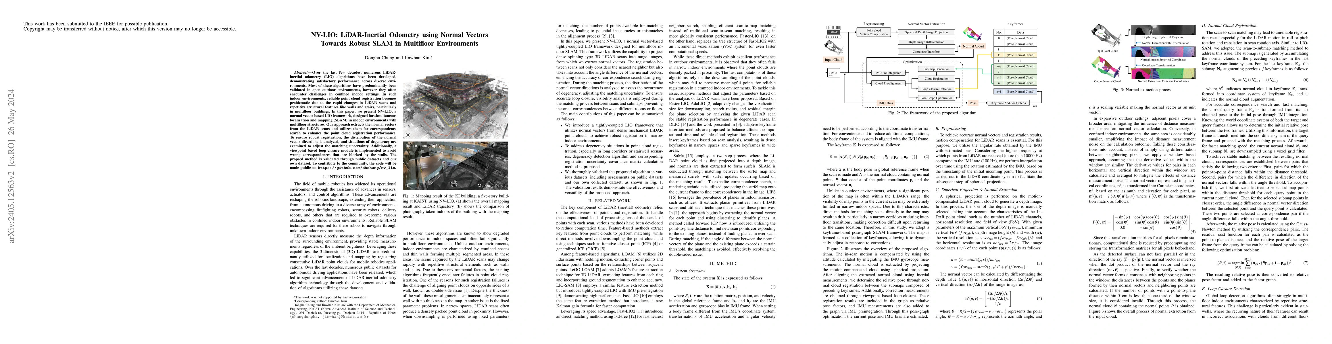 Thumbnail for NV-LIO: LiDAR-Inertial Odometry using Normal Vectors Towards Robust SLAM
  in Multifloor Environments
