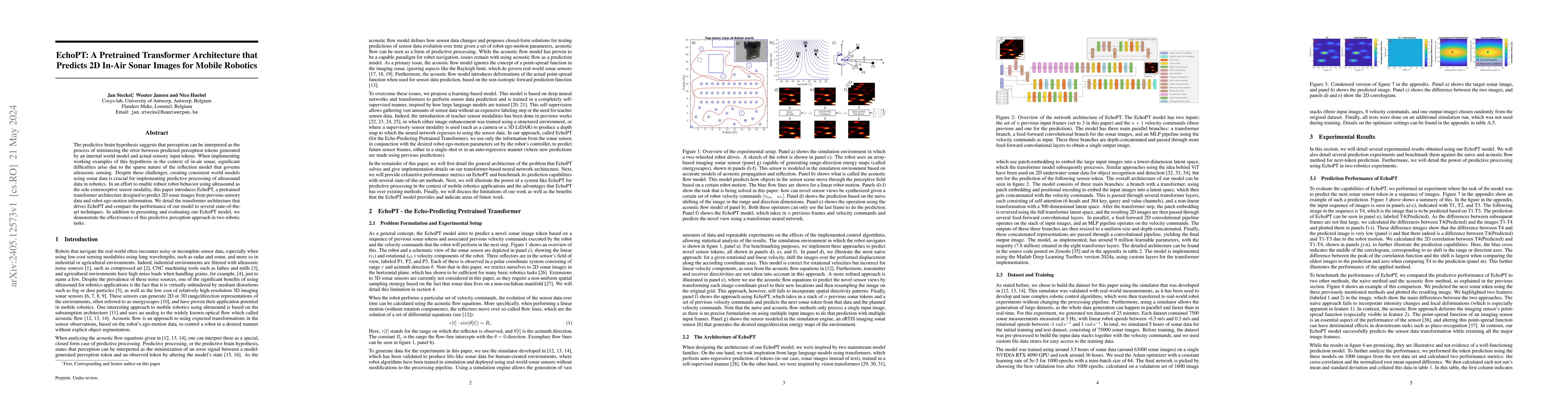 Thumbnail for EchoPT: A Pretrained Transformer Architecture that Predicts 2D In-Air
  Sonar Images for Mobile Robotics