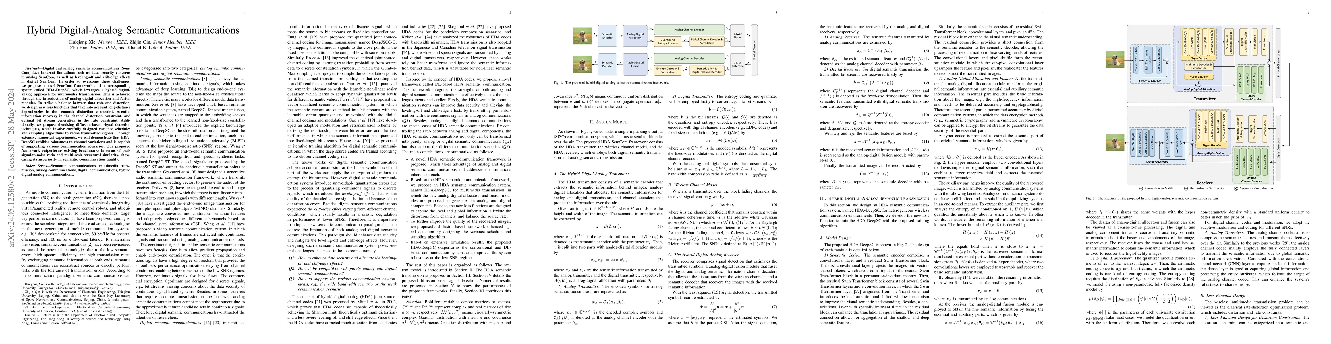 Thumbnail for Hybrid Digital-Analog Semantic Communications